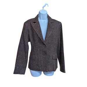 Jones Wear Women's Brown with pink Tweed lined Blazer/Jacket Size 12